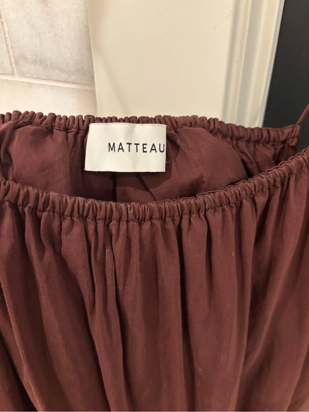 Matteau Burgundy Tiered Maxi Dress with Spaghetti Straps - Picture 4 of 5